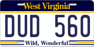 WV license plate DUD560