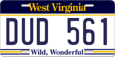 WV license plate DUD561