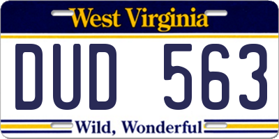 WV license plate DUD563