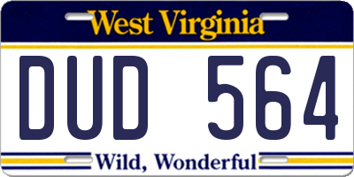 WV license plate DUD564