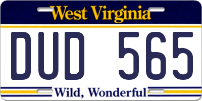 WV license plate DUD565