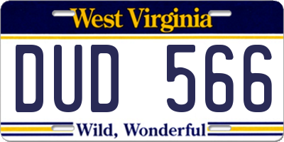 WV license plate DUD566