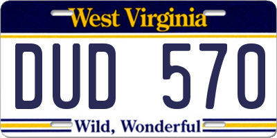 WV license plate DUD570