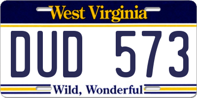WV license plate DUD573