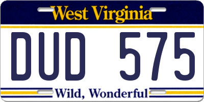 WV license plate DUD575
