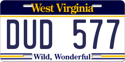 WV license plate DUD577