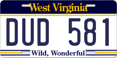 WV license plate DUD581