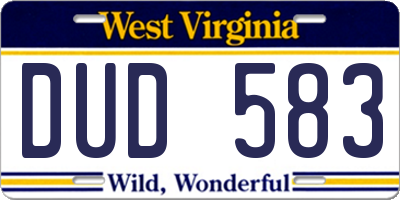 WV license plate DUD583