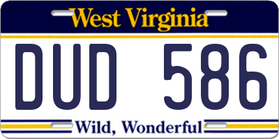 WV license plate DUD586