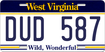 WV license plate DUD587
