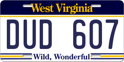 WV license plate DUD607