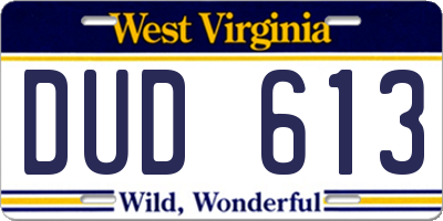 WV license plate DUD613