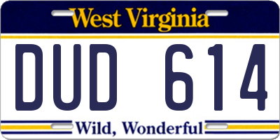 WV license plate DUD614