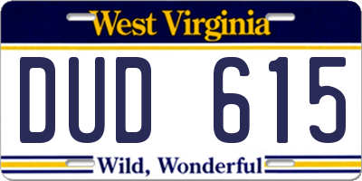 WV license plate DUD615