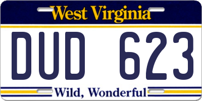 WV license plate DUD623