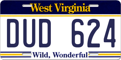 WV license plate DUD624