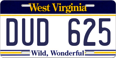 WV license plate DUD625
