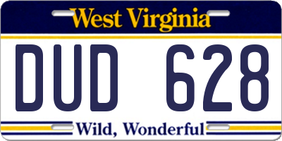 WV license plate DUD628