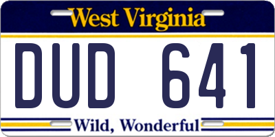 WV license plate DUD641