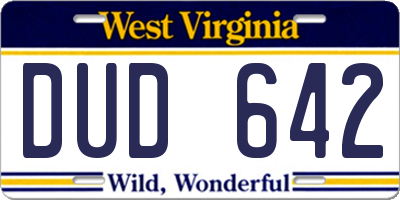 WV license plate DUD642