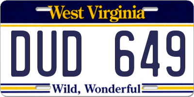 WV license plate DUD649