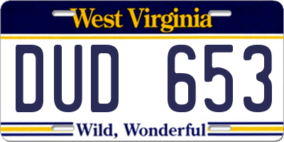 WV license plate DUD653