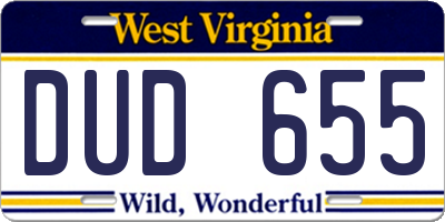 WV license plate DUD655