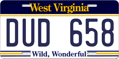 WV license plate DUD658
