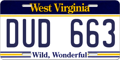WV license plate DUD663