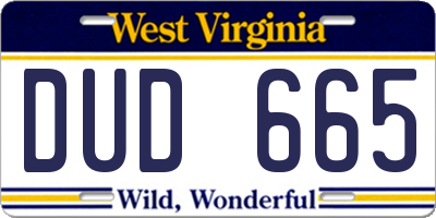 WV license plate DUD665