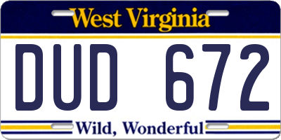 WV license plate DUD672