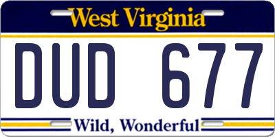 WV license plate DUD677