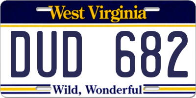 WV license plate DUD682