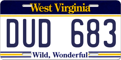 WV license plate DUD683