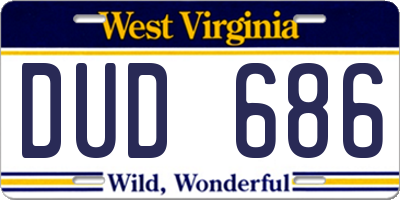 WV license plate DUD686