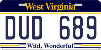 WV license plate DUD689