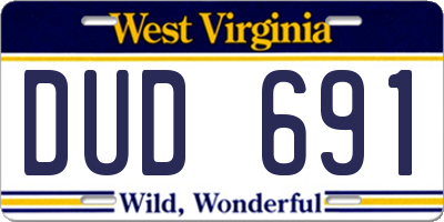 WV license plate DUD691