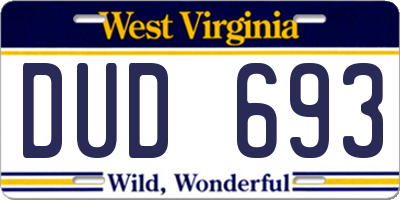 WV license plate DUD693