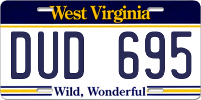 WV license plate DUD695