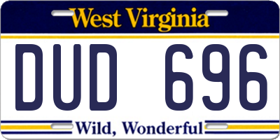WV license plate DUD696