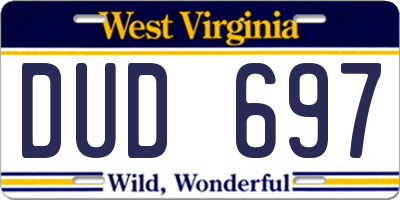 WV license plate DUD697