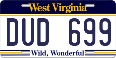 WV license plate DUD699