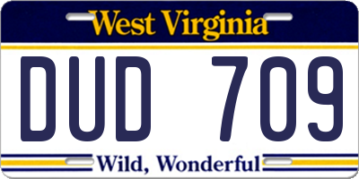 WV license plate DUD709