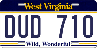 WV license plate DUD710