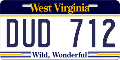 WV license plate DUD712