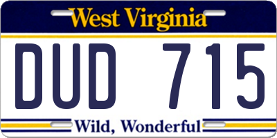 WV license plate DUD715