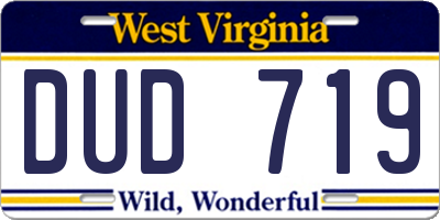 WV license plate DUD719