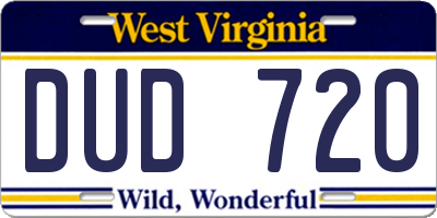 WV license plate DUD720
