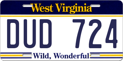 WV license plate DUD724