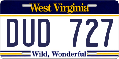 WV license plate DUD727